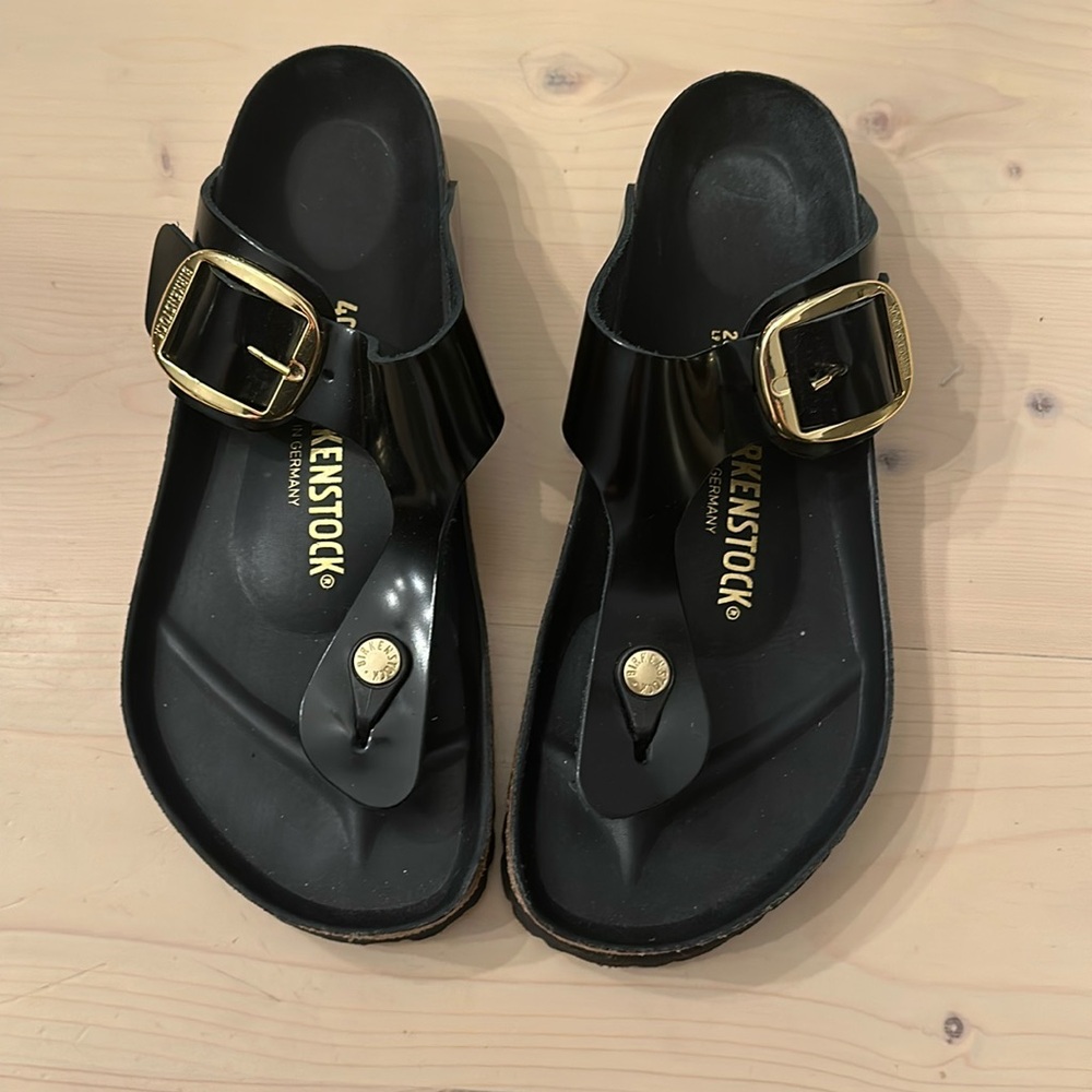 Birkenstock Gizeh Big Buckle Patent Leather Black Size 40
